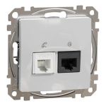 Розетка телекомунікаційна RJ45+RJ11 6UTP Sedna Design алюміній, Schneider Electric