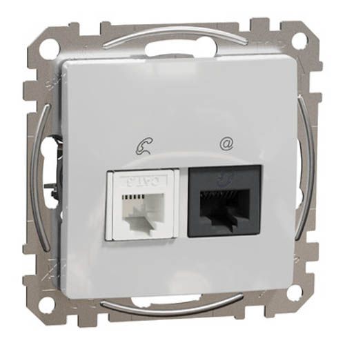 Розетка телекомунікаційна RJ45+RJ11 6UTP Sedna Design алюміній, Schneider Electric