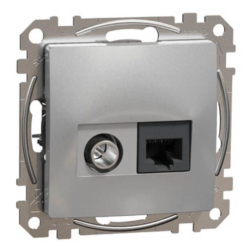 Розетка RJ45 категорія 6 UTP -TV SE Sedna Design алюміній, Schneider Electric