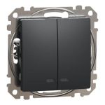 Вимикач з підсвіткою 2-кл. Sedna Design чорний, Schneider Electric