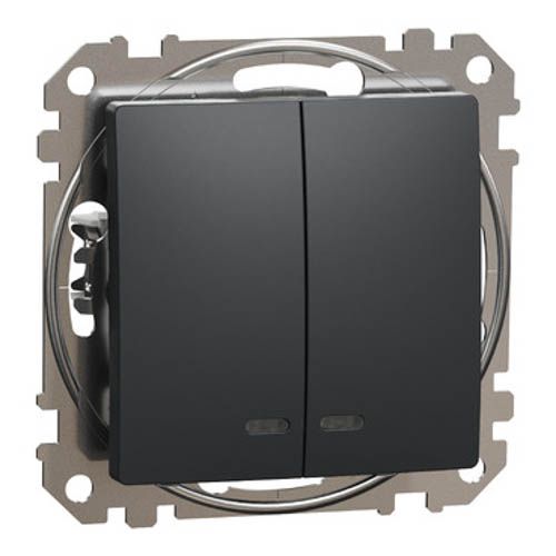 Вимикач з підсвіткою 2-кл. Sedna Design чорний, Schneider Electric