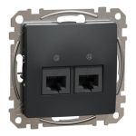 Комп'ютерна розетка 2-а. RJ45 кат. 5е UTP SE Sedna Design чорний, Schneider Electric