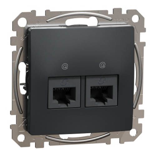 Комп'ютерна розетка 2-а. RJ45 кат. 5е UTP SE Sedna Design чорний, Schneider Electric