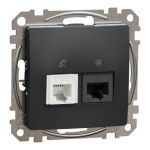 Розетка телекомунікаційна RJ45+RJ11 6UTP Sedna Design чорний, Schneider Electric