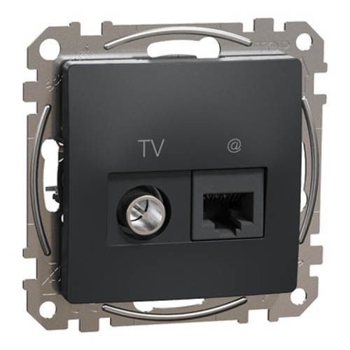 Розетка RJ45 категорія 6 UTP -TV SE Sedna Design чорний, Schneider Electric
