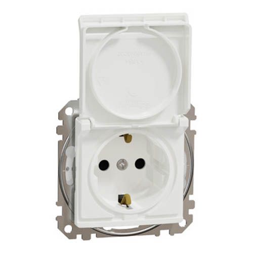 Розетка із з/к зі шторками та з кришкою IP44 SE Sedna Design білий, Schneider Electric
