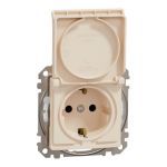 Розетка із з/к зі шторками та з кришкою IP44 SE Sedna Design бежевий, Schneider Electric