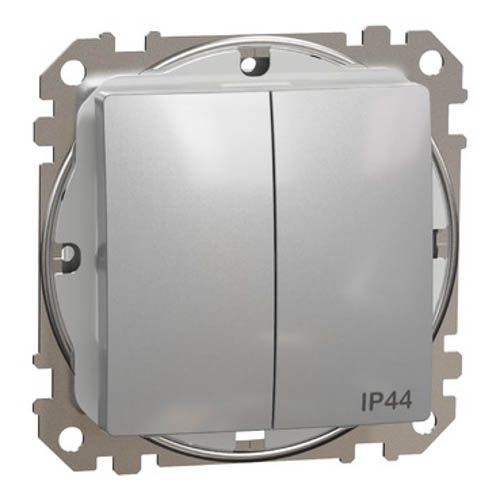 Двоклавішний вимикач IP44 Алюміній Sedna Design, Schneider Electric