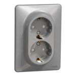 Розетка 2-а з з/к зі шторками SE Sedna Design алюміній, Schneider Electric