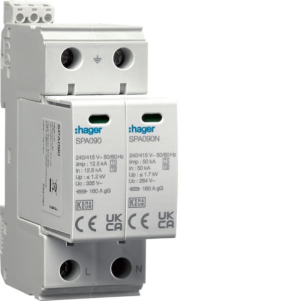 Розрядник (ПЗІП) T1+T2 2P 25kA 1,2kV TN-S TT +дод.контакт, Hager