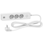 Подовжувач 3 місця з заземл.+2*USB білий 3 м, Schneider Electric