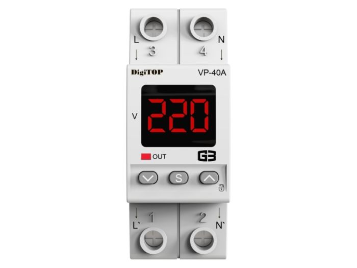 Реле контролю напруги VP-40A M2R однофазне 40А з термозахистом, DigiTOP