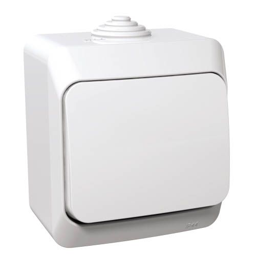 Вимикач одноклавішний, "Cedar Plus", IP44  білий ,  Schneider Electric