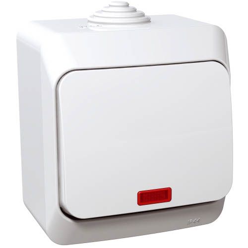 Вимикач "Cedar Plus" одноклавішний з підсвіткою, IP44  білий,  Schneider Electric