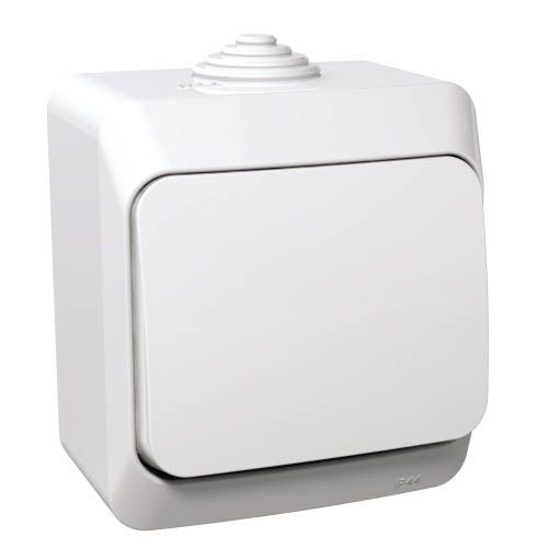 Перемикач "Cedar Plus" одноклавішний, IP44  білий,  Schneider Electric