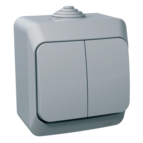 Вимикач двоклавішний, "Cedar Plus", IP44  сірий,  Schneider Electric