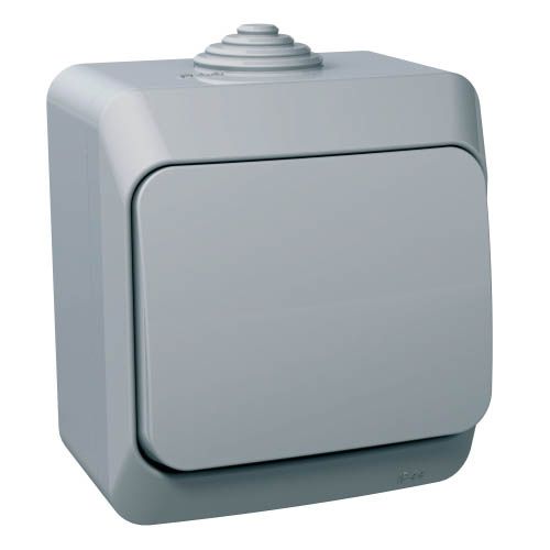 Перемикач одноклавішний, "Cedar Plus", IP44  сірий ,  Schneider Electric