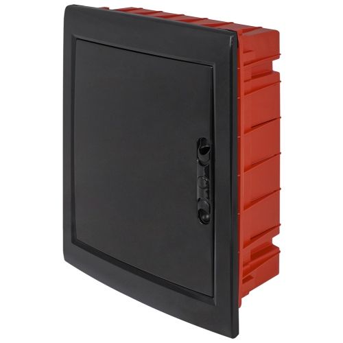 Корпус пластиковий на 24 модулів e.plbox.pro.w.24b.black вбудованний, чорний з непрозорими дверцятами IP40