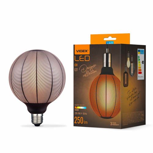 Лампа світлодіодна Filament VL-DG125BN 6Вт E27 1800К Black Magician pine needles, Videx
