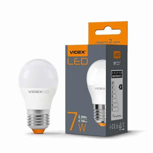 Лампа світлодіодна G45e 7Вт E27 3000К, Videx