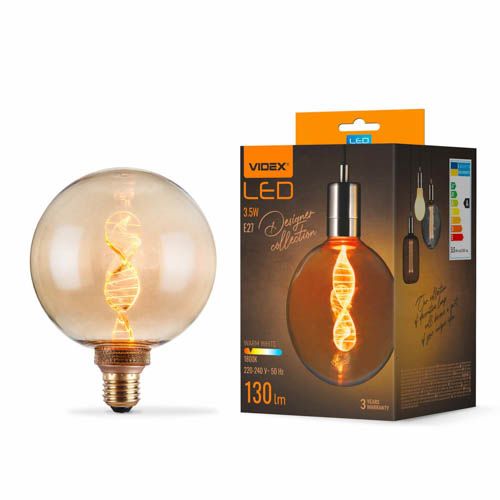 Лампа світлодіодна Filament VL-DNA-G125-A 3.5Вт E27 1800К Amber, Videx