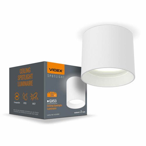Світильник під лампу GX53 VL-SPF15A-W накладний білий, Videx