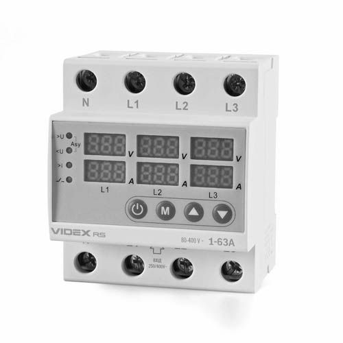 Трифазне реле контролю напруги та струму RESIST 145-300В 1-63А, Videx