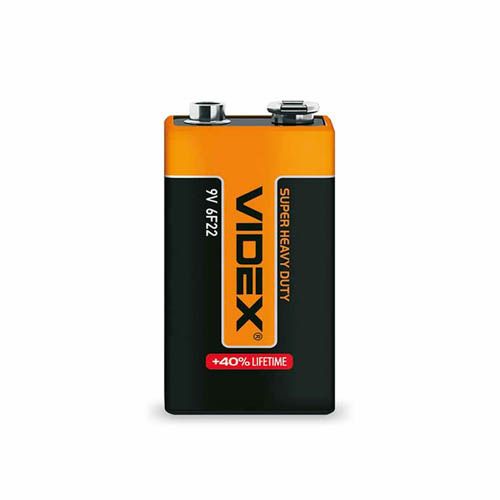 Батарейка сольова 6F22/9V (Крона) 1шт SHRINK, Videx