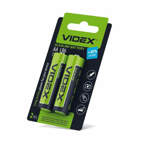 Батарейка лужна LR6/AA 2шт SMALL BLISTER, Videx
