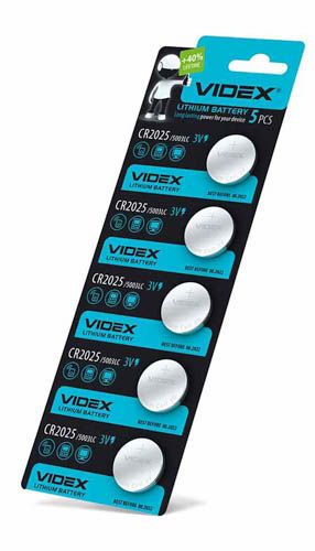 Батарейка літієва CR2025 5шт BLISTER CARD, Videx