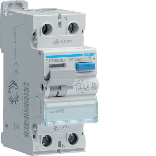 Дифреле ПЗВ 2P 10kA 125A 30mA A-Hi, Hager