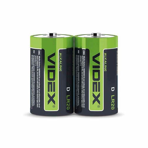 Батарейка лужна LR20/D 2шт SHRINK, Videx