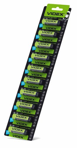 Батарейка лужна LR6/AA 1шт х10 BLISTER, Videx