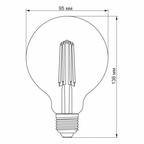 Лампа світлодіодна Filament G95FAD 7Вт E27 2200К дімерна бронза, Videx