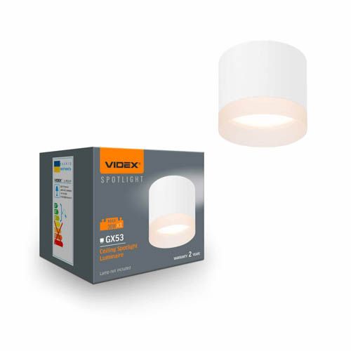 Світильник під лампу GX53 VL-SPF15A-W накладний білий, Videx