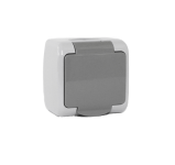 Розетка з заземленням зовнішнього монтажу вологозахищена IP54, колір сірий, Erste