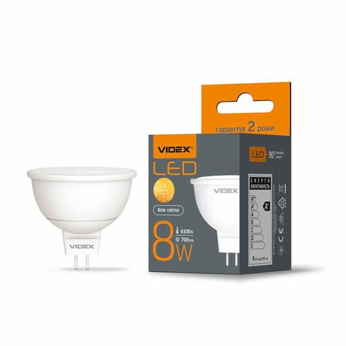 Лампа світлодіодна MR16e 8Вт GU5.3 4100К, Videx