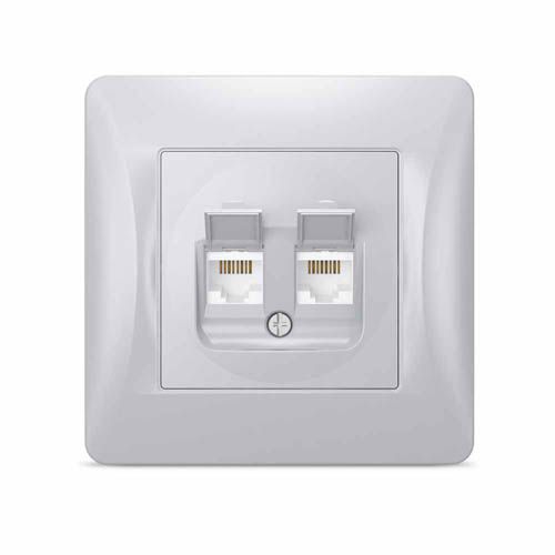 Розетка CAT6+CAT6 комп'ютерна подвійна срібний шовк BINERA, Videx