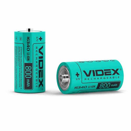 Акумулятор Li-Ion 16340(без захисту) 800mAh 3,7V bulk10, Videx