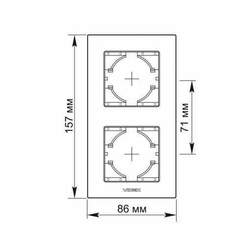 Рамка чорний алюміній на 2 місця вертикальна BINERA, Videx