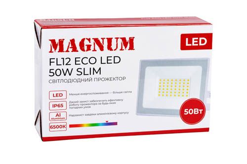 Прожектор світлодіодний FL12 ECO LED 50Вт slim, 6500К, IP65, білий, MAGNUM