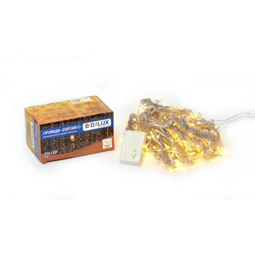 Гірлянда внутрішня CURTAIN 320LED 3х3м (тепле біле світло) прозора IP20 Delux