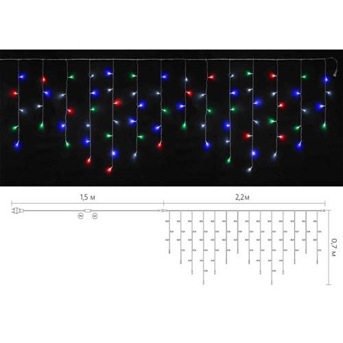 Гірлянда внутрішня ICICLE 75LED 2х0,7м RGB прозора IP20 Delux