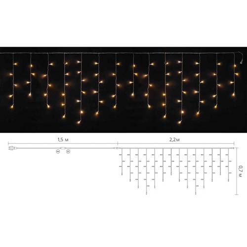 Гірлянда внутрішня ICICLE 75LED 2х0,7м (тепле біле світло) прозора IP20 Delux