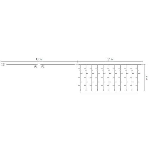 Гірлянда внутрішня WATERFALL 264LED 3х2м (синє світло) прозора IP20 Delux