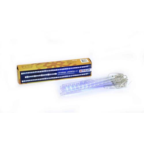 Гірлянда зовнішня бурулька SNOWFALL 192LED 8*30см (синє світло) прзора IP44 Delux