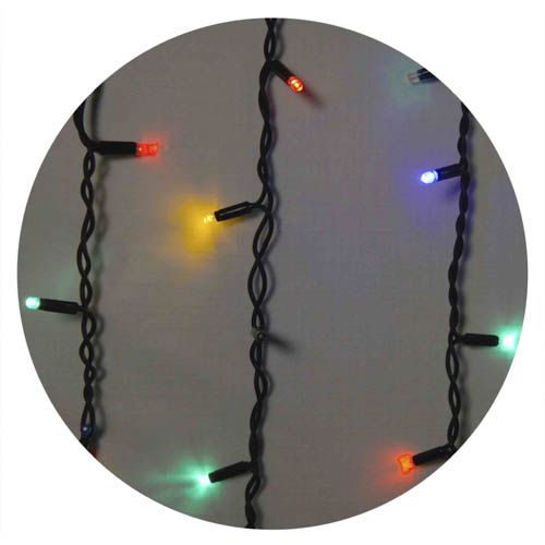 Гірлянда зовнішня ICICLE 75LED 2x0.7м блимаюча RGB чорна IP44 Delux