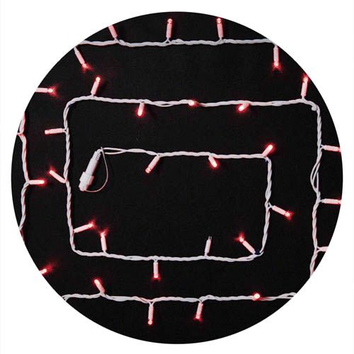 Гірлянда зовнішня STRING 100LED 10м блимаюча (червоне світло) біла IP44 Delux