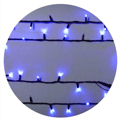 Гірлянда зовнішня STRING 100LED 10м (синє світло) чорна IP44 Delux