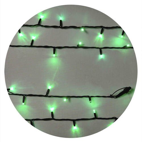 Гірлянда зовнішня STRING 100LED 10м (зелене світло) чорна IP44 Delux